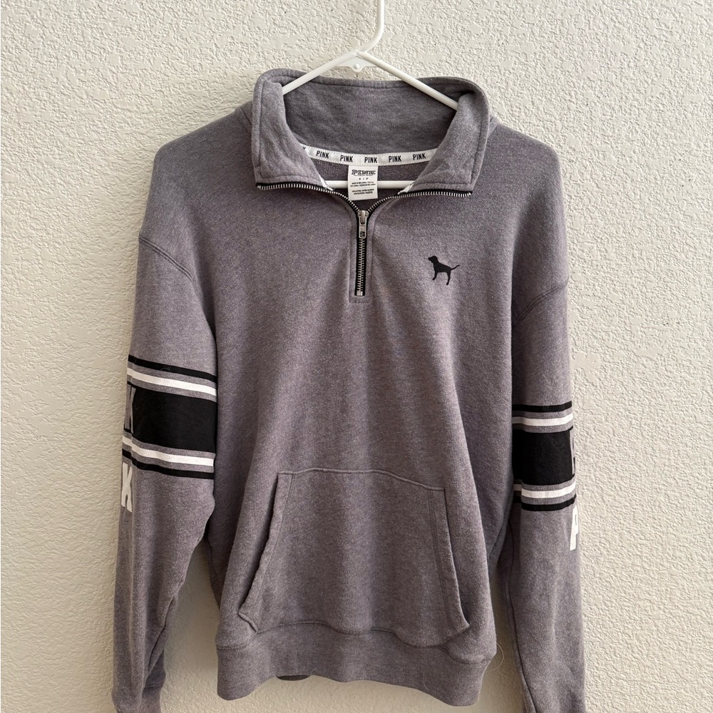 Victoria's Secret PINK Gray and Black Zip-Up Sweater